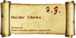 Haider Zdenka névjegykártya